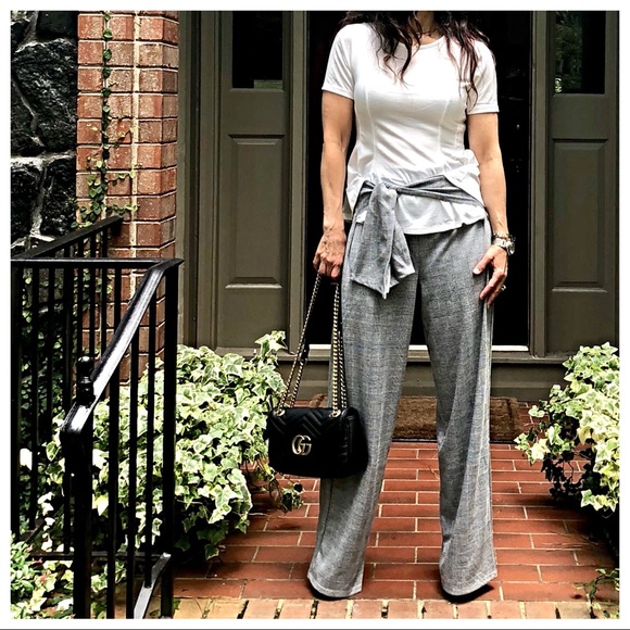 ✨LAST ONE ✨Jacquard belted wide leg palazzo pants - Picture 4 of 8